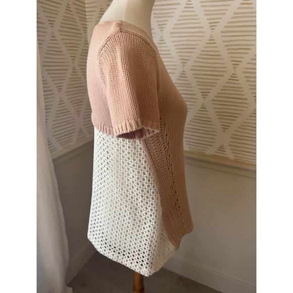 Anthropologie Moth Women’s Small Madeira Blush Eyelet Pullover Sweater - Picture 5 of 6